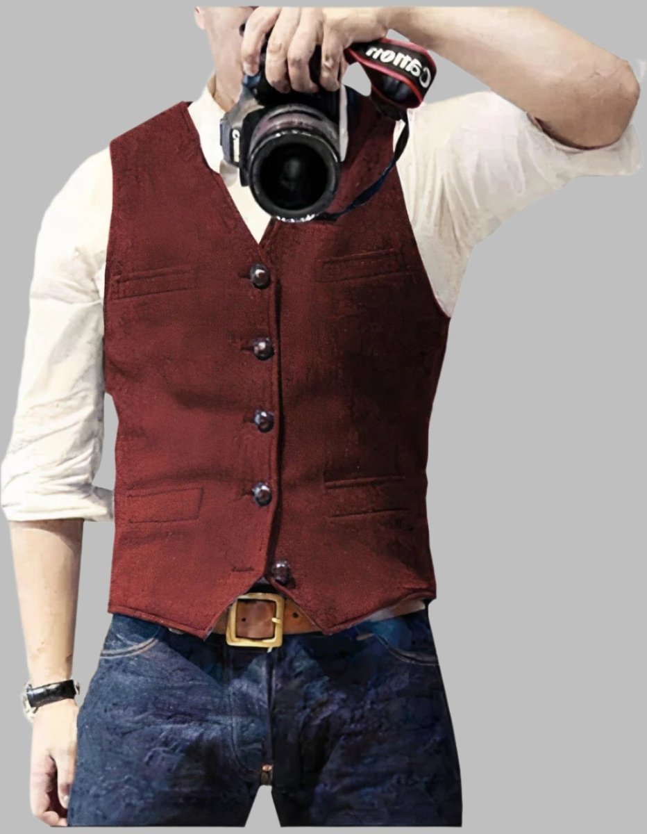 Tom Vest | Stijlvol denim vest met knoopsluiting voor mannen - odelly.nl