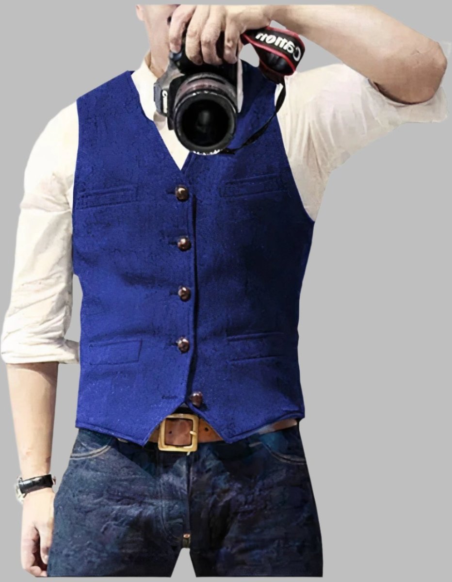 Tom Vest | Stijlvol denim vest met knoopsluiting voor mannen - odelly.nl