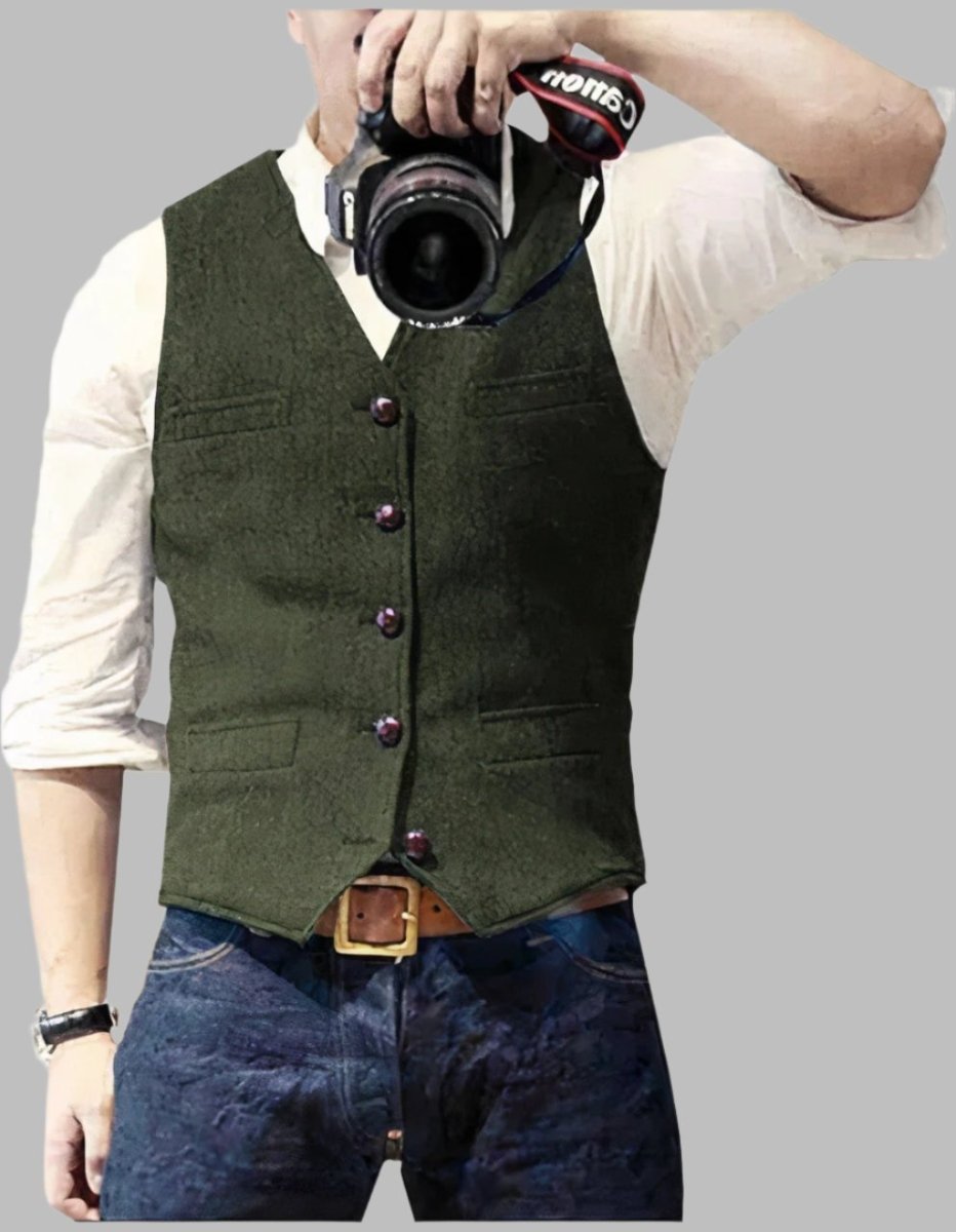 Tom Vest | Stijlvol denim vest met knoopsluiting voor mannen - odelly.nl