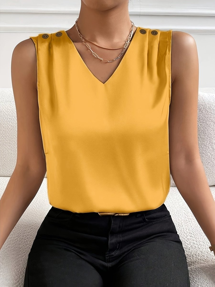 Yara - Elegante V - Hals Mouwloze Top - odelly.nl