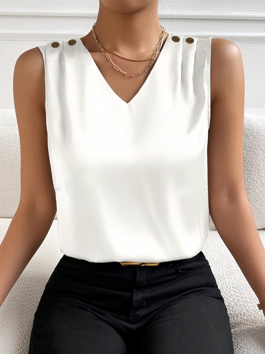 Yara - Elegante V - Hals Mouwloze Top - odelly.nl