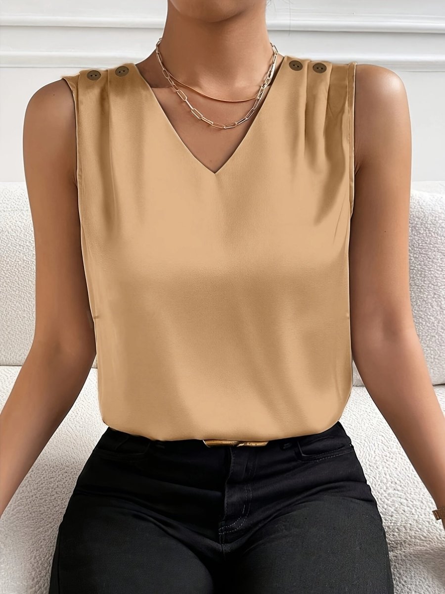 Yara - Elegante V - Hals Mouwloze Top - odelly.nl