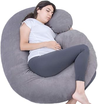 C-Shaped Pregnancy Pillow with Velvet Cover