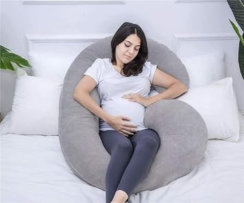 C-Shaped Pregnancy Pillow with Velvet Cover