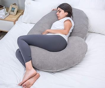 C-Shaped Pregnancy Pillow with Velvet Cover