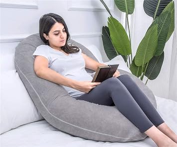 C-Shaped Pregnancy Pillow with Velvet Cover