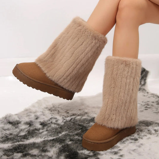Elsa Snowboots | Warme pluche antislip dames mid - calf laarzen - odelly.nl