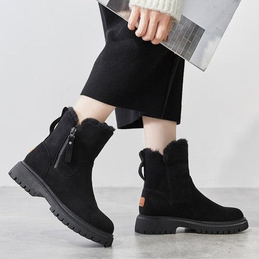 Emma Winterboots | Gezellige Enkellaarsjes met faux bont en rits voor dames - odelly.nl