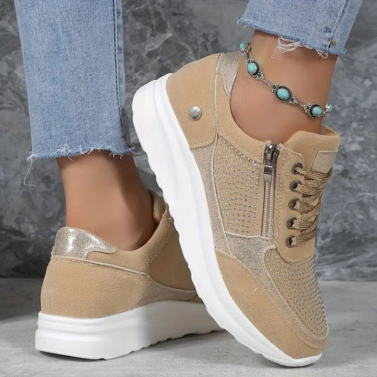Eva Sneakers | Platformsneakers met strass en zijrits voor een trendy look - odelly.nl
