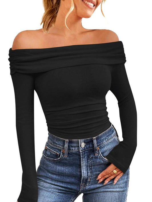 Lianne - Off - Shoulder Lange Mouw Blouse - odelly.nl