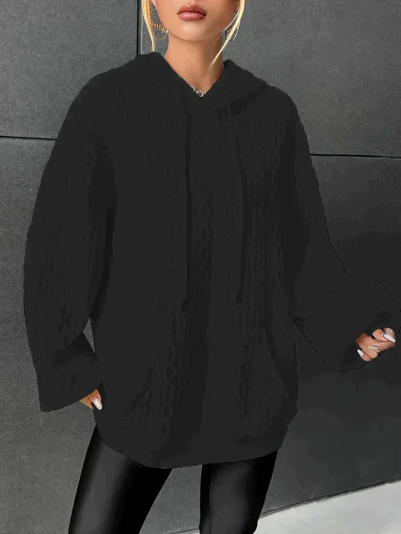 Nikki Hoodie | Warme elegante oversized hoodie met kabeldesign en capuchon - odelly.nl