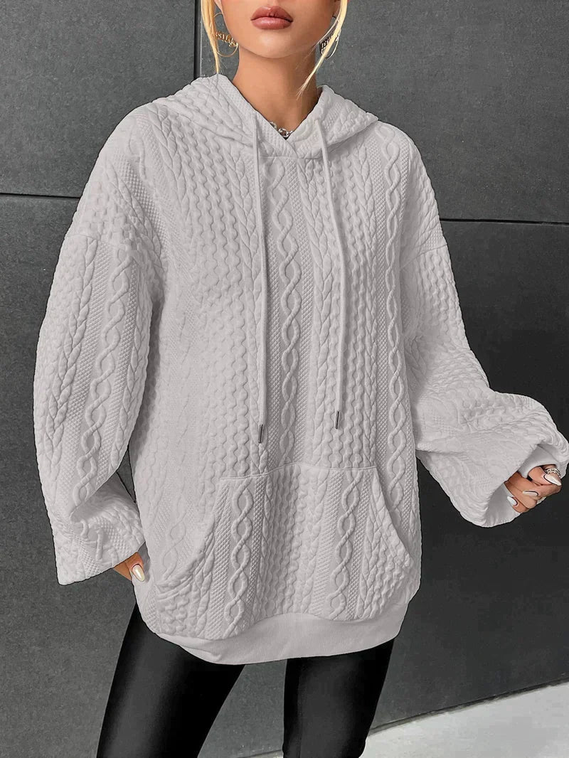 Nikki Hoodie | Warme elegante oversized hoodie met kabeldesign en capuchon - odelly.nl