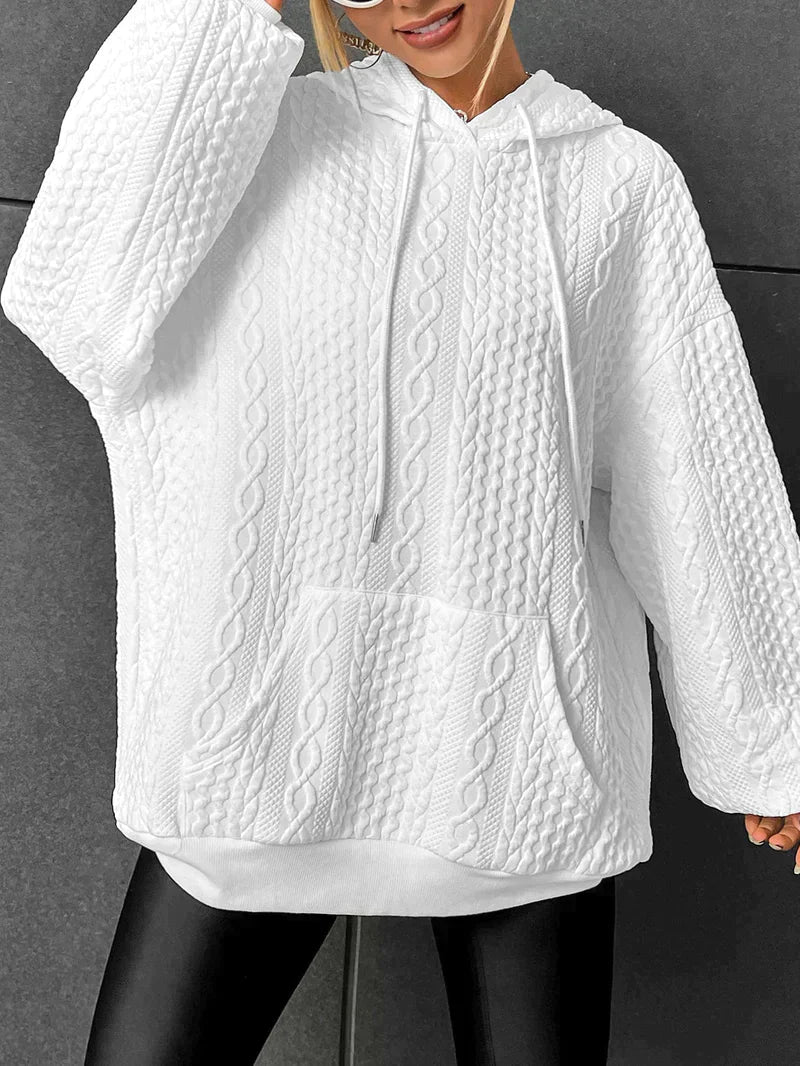Nikki Hoodie | Warme elegante oversized hoodie met kabeldesign en capuchon - odelly.nl