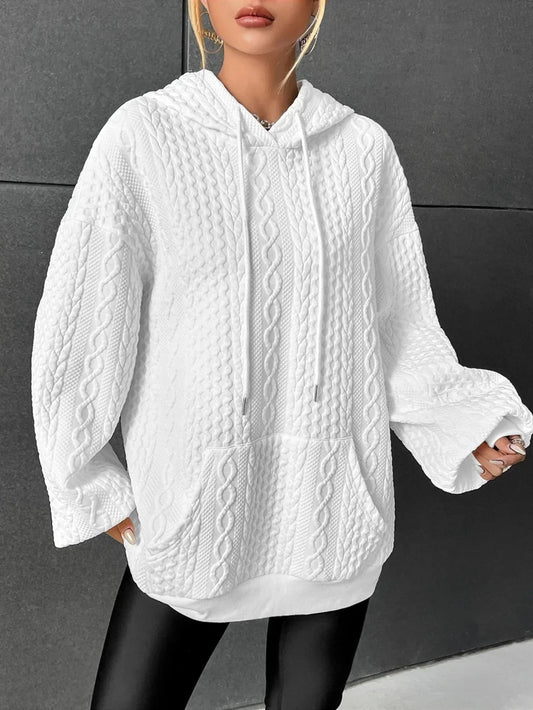 Nikki Hoodie | Warme elegante oversized hoodie met kabeldesign en capuchon - odelly.nl