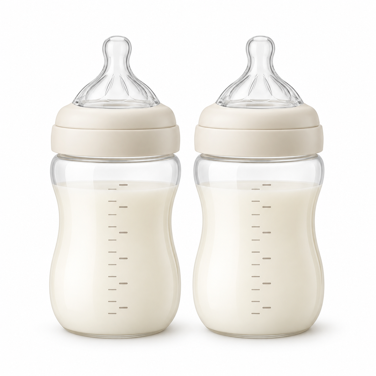 Dubbelpak babyflessen 250 ml op witte achtergrond